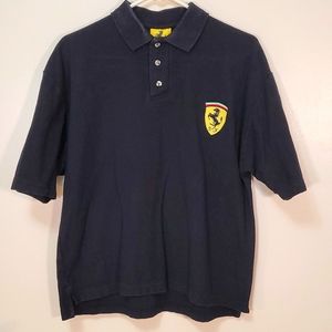 Vintage 1995 Ferrari Polo Shirt Black Embroidered Size Medium 100% Cotton